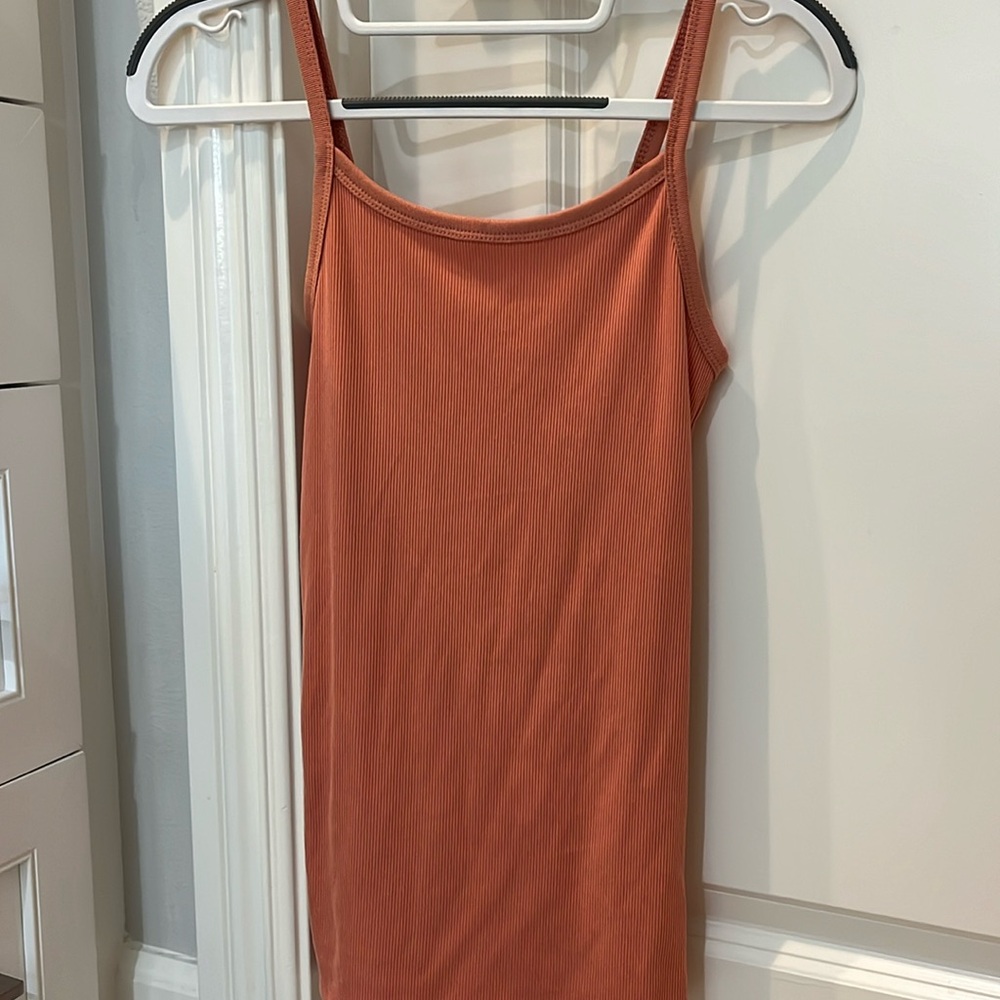 Rust Orange Ribbed Camisole Tank Top